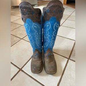 Lacy Boots hair on hide Blue
